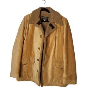 Sears VINTAGE Western Outdoor Wear Coat Jacket Fleece Lined Faux Leather M/L
